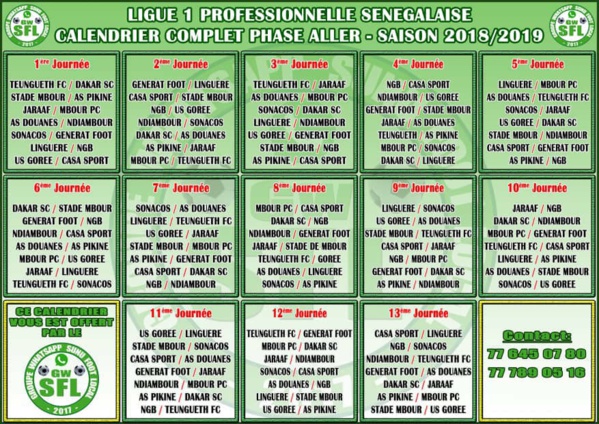 Programme de la phase aller de la ligue 1 sénégalaise en exclusivité sur Sport221