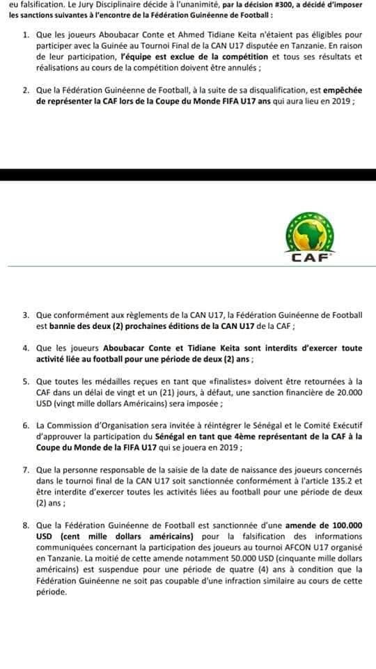 Fraude sur l’âge : le Sénégal à la Coupe du monde, la Guinée bannie