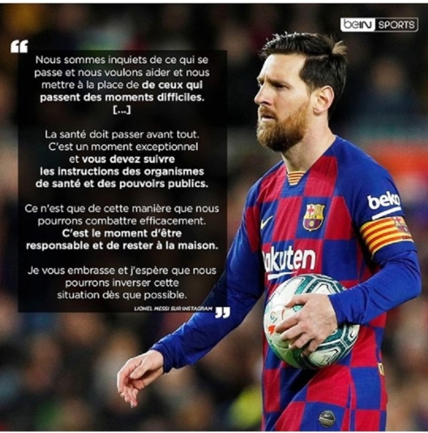 Corona virus : Le message de soutien de Lionel Messi