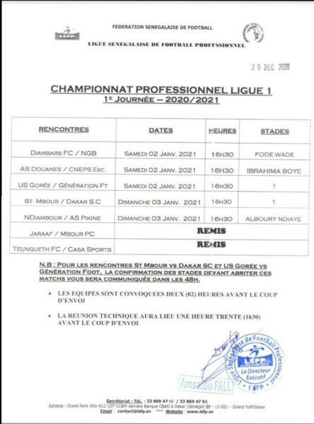 Programme de la première journée de Ligue 1 : le choc Diambars-NGB en attraction