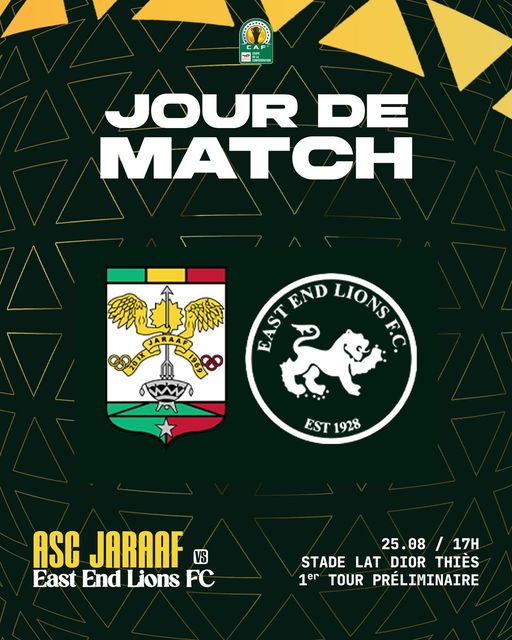 Préliminaires Coupe CAF : Jaraaf accueille East End Lions FC aujourd’hui