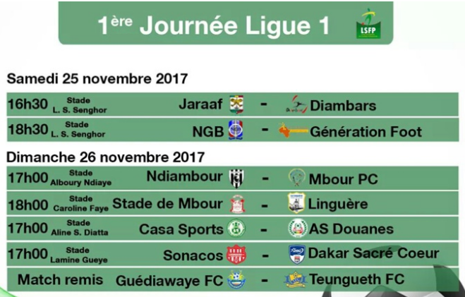 Ligue 1/ 1ère Journée: Jaraaf- Diambars et NGB- Génération Foot en attraction