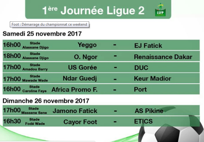 Le programme de 1ère Journée de Ligue 2