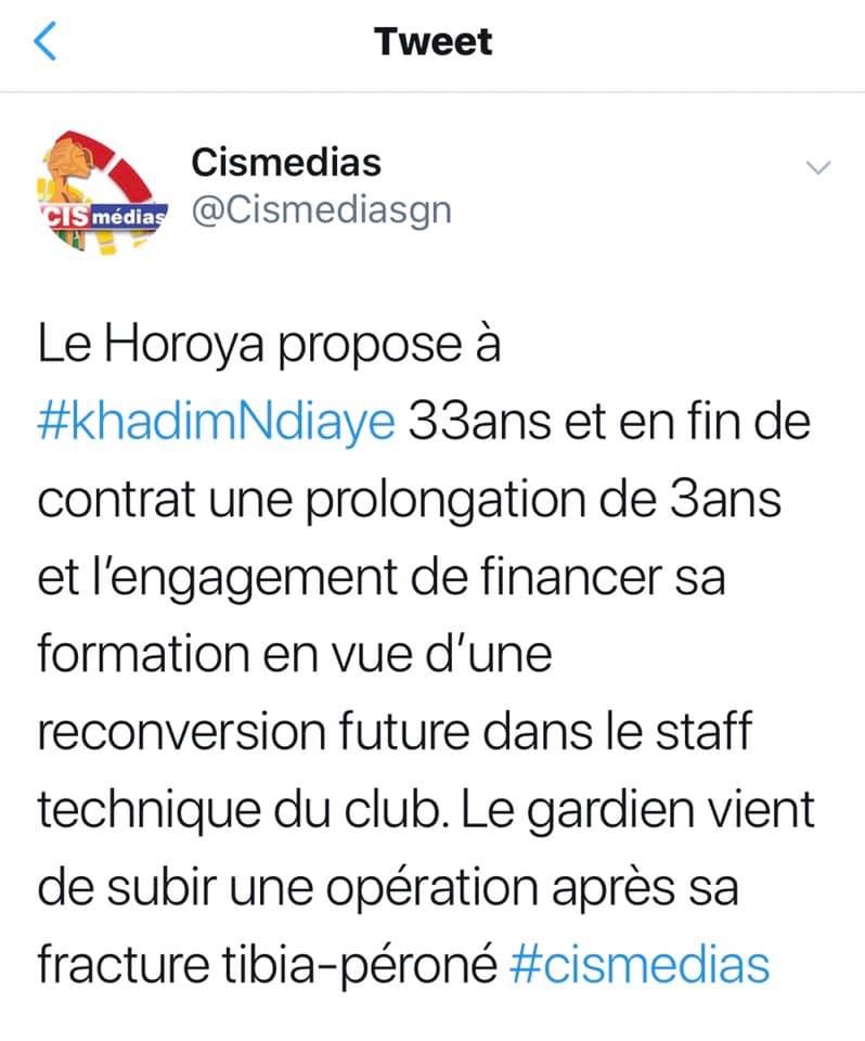 Horoya AC propose à Khadim Ndiaye une prolongation de son contrat