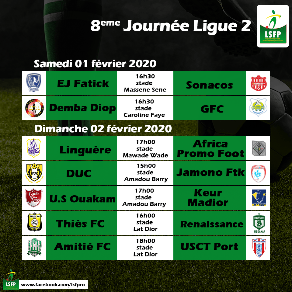 Ligue 2 : Demba Diop FC – Guédiawaye FC pour lancer la 8ème journée