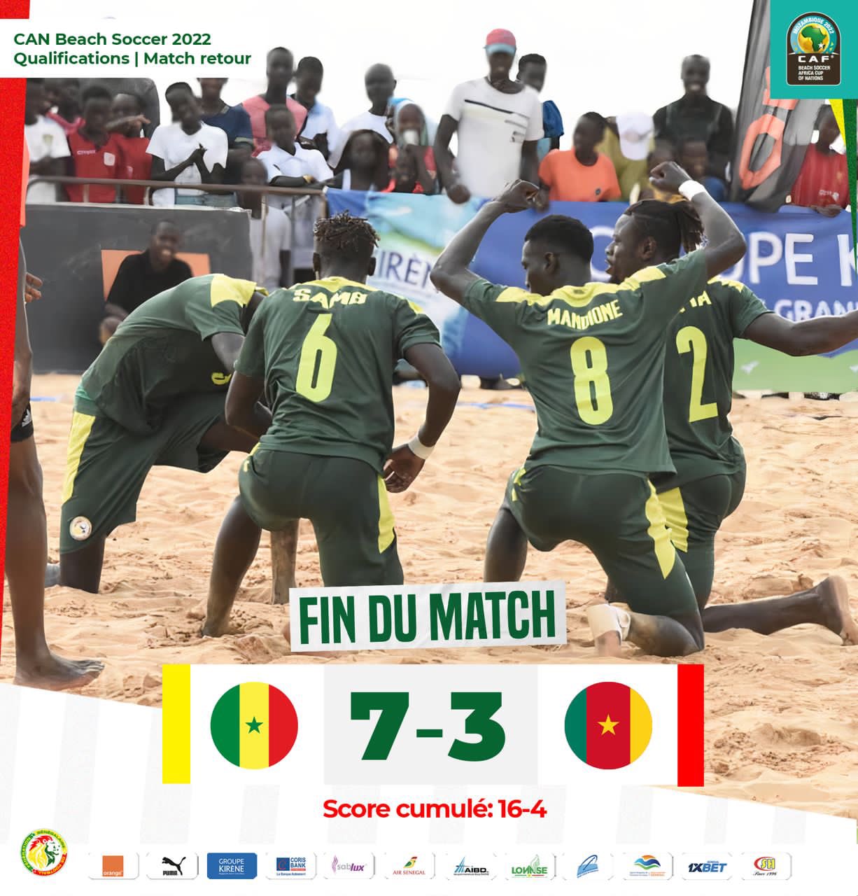 Beach Soccer: le Sénégal bat le Cameroun et se qualifie à la prochaine CAN