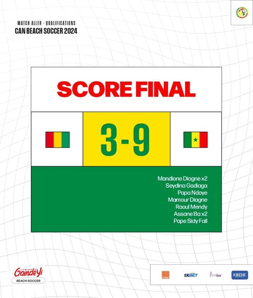 Qualification CAN Beach Soccer : le Sénégal écrase la Guinée (9-3)