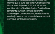 Can 2021/ Sénégal-Burkina Faso: Les Lions enregistrent zéro cas de covid19